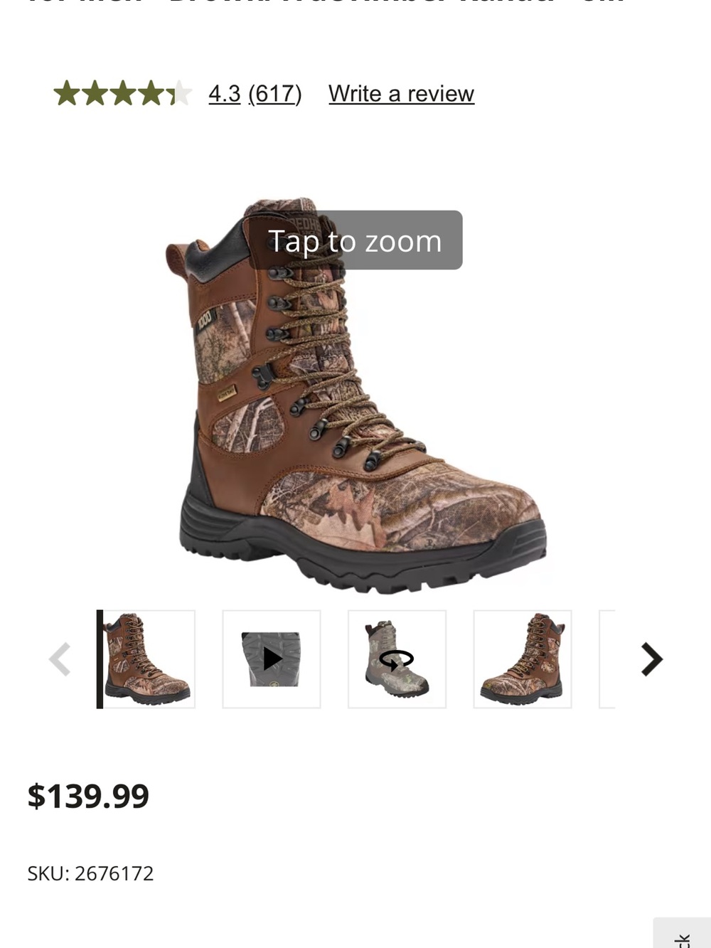 Men's Brown Camo Waterproof Hunting Boots